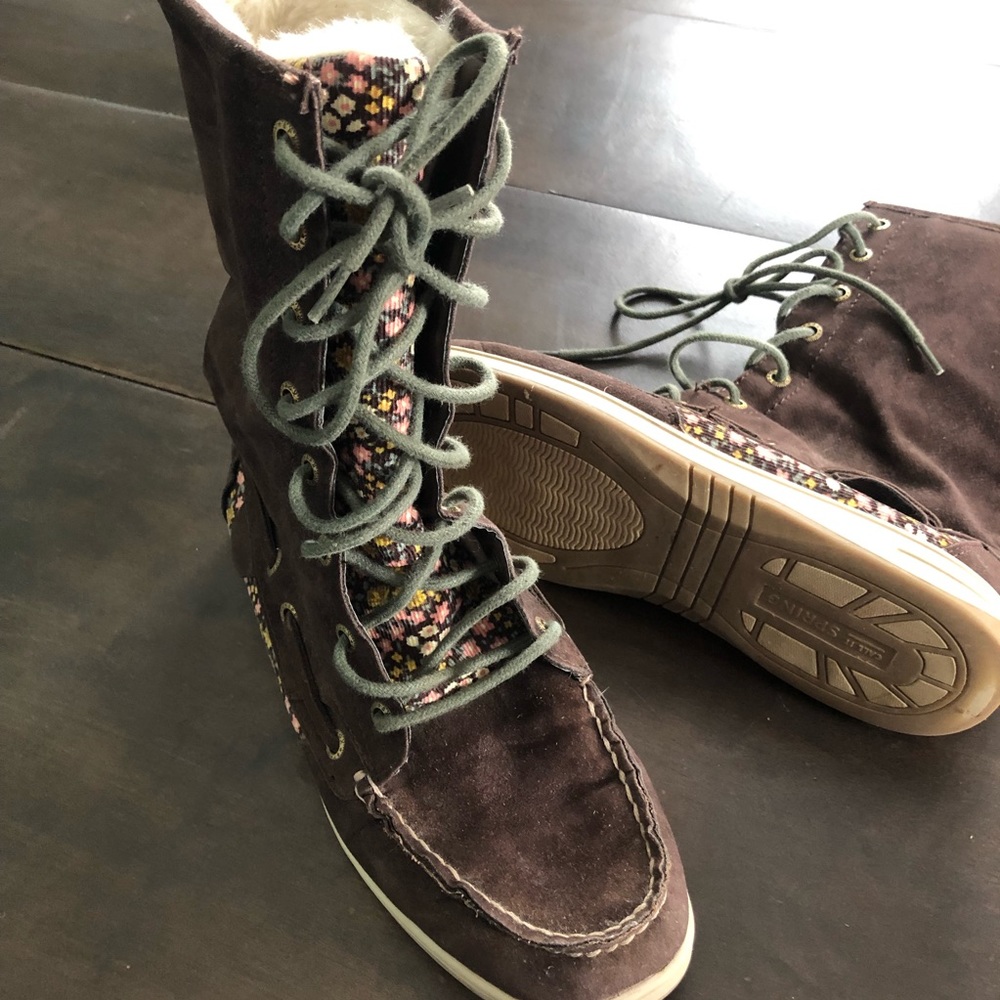 Call it Spring Brown and Floral Lined Boots